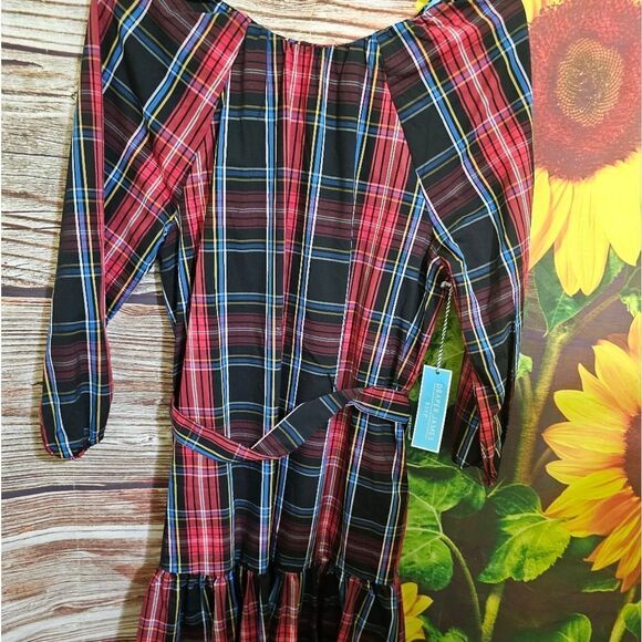 Draper James bow back dress women's small plaid NWT - Picture 2 of 8